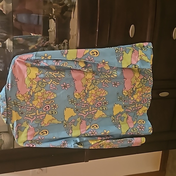 NWT Lazy Oaf oversized unisex button down jacket iconic graphics, pastels - Picture 6 of 10